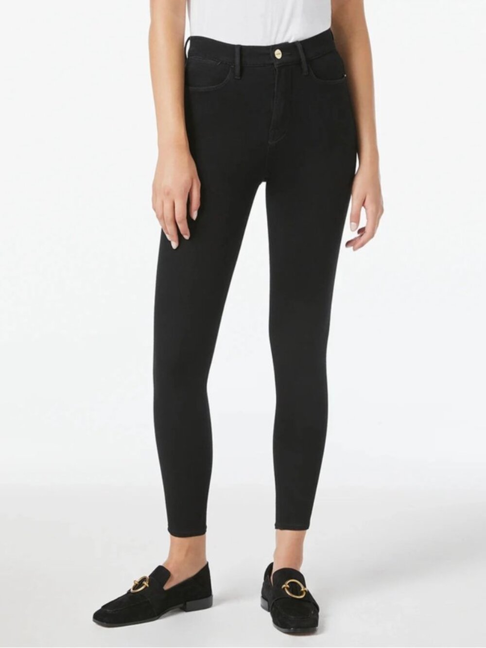 FRAME Le High Skinny 24 Hour Jeans Noir Black Size 25